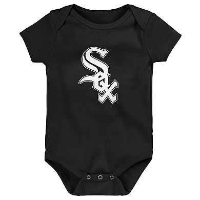 Infant Black/White/Heather Gray Chicago White Sox Biggest Little Fan 3-Pack Bodysuit Set