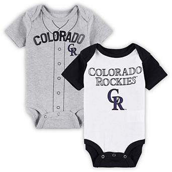 Newborn & Infant White/Heather Gray Colorado Rockies Little Slugger Two-Pack Bodysuit Set