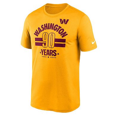 Men's Nike Gold Washington Commanders 90th Anniversary Legend T-Shirt