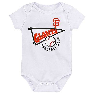 Infant Orange/White/Heather Gray San Francisco Giants Biggest Little Fan 3-Pack Bodysuit Set