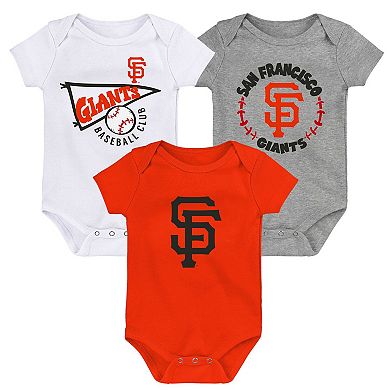 Infant Orange/White/Heather Gray San Francisco Giants Biggest Little Fan 3-Pack Bodysuit Set