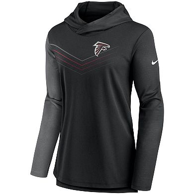 Women's Nike Black/Heathered Charcoal Atlanta Falcons Chevron Hoodie Performance Long Sleeve T-Shirt