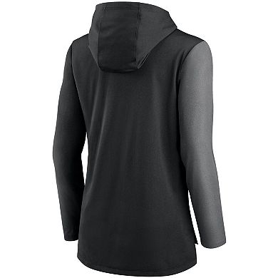 Women's Nike Black/Heathered Charcoal Atlanta Falcons Chevron Hoodie Performance Long Sleeve T-Shirt