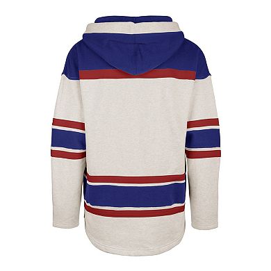 Men's '47 Oatmeal New York Rangers Rockaway Lace-Up Pullover Hoodie