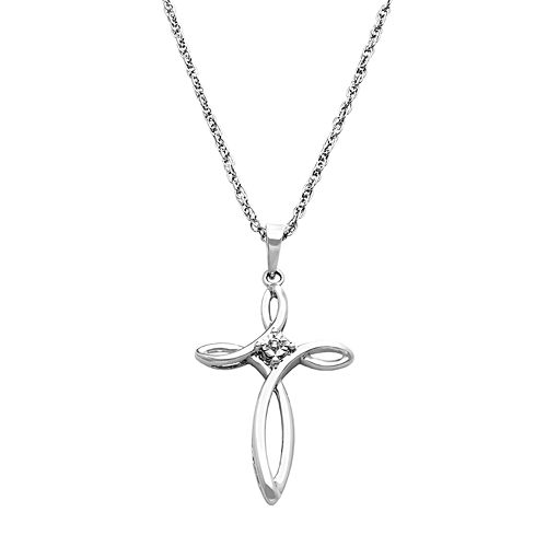 Sterling Silver Diamond Accent Cross Pendant
