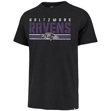 Men's '47 Black Baltimore Ravens Team Stripe T-Shirt