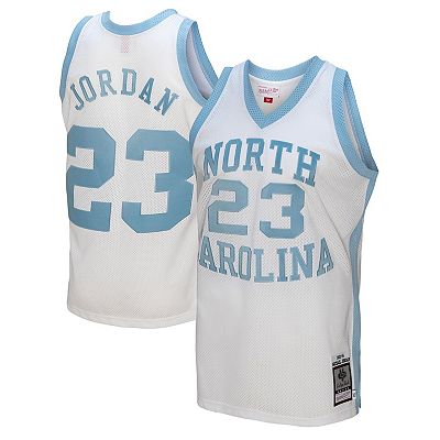 Men's Mitchell & Ness Michael Jordan White North Carolina Tar