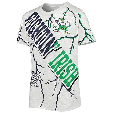 Youth Ash Notre Dame Fighting Irish Highlight Lightning Print T-Shirt