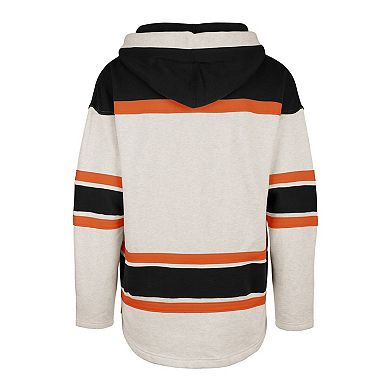 Men's '47 Oatmeal Philadelphia Flyers Rockaway Lace-Up Pullover Hoodie