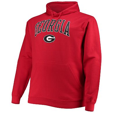 Men's Champion Red Georgia Bulldogs Big & Tall Arch Over Logo Powerblend Pullover Hoodie
