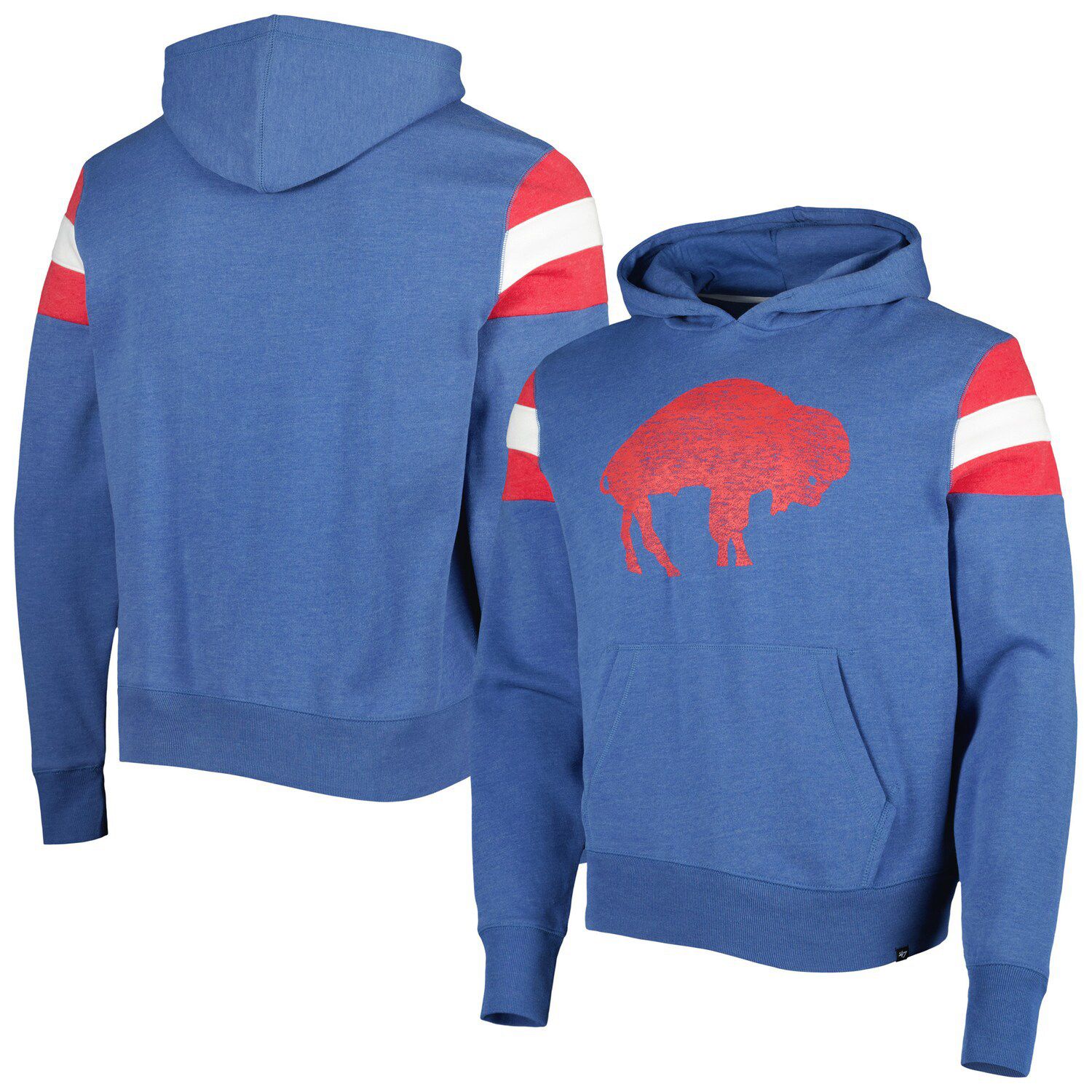 Men's NFL x Darius Rucker Collection by Fanatics Royal/Heather Charcoal Buffalo Bills Colorblock Pullover Hoodie Size: Medium