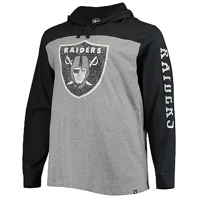 Men's '47 Heathered Gray/Black Las Vegas Raiders Franklin Wooster Long Sleeve Hoodie T-Shirt