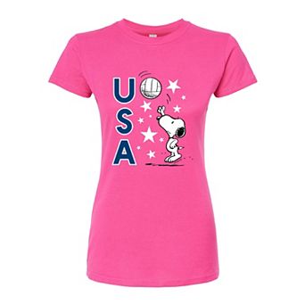 Juniors' Peanuts Snoopy USA Volleyball Graphic Tee