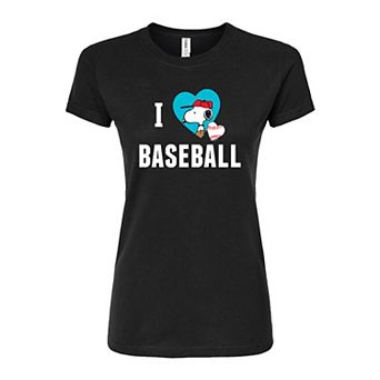 Juniors' Peanuts Snoopy I Love Baseball Graphic Tee