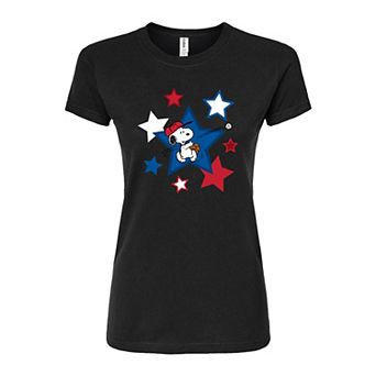 Juniors' Peanuts Snoopy Baseball Stars Fitted Graphic Tee