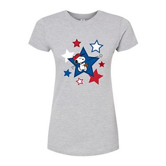 Juniors' Peanuts Snoopy Baseball Stars Fitted Graphic Tee