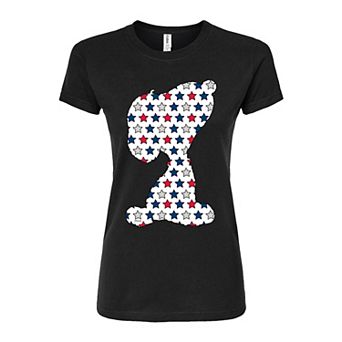 Juniors' Peanuts Snoopy USA Stars Fitted Graphic Tee