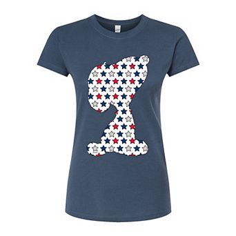 Juniors' Peanuts Snoopy USA Stars Fitted Graphic Tee