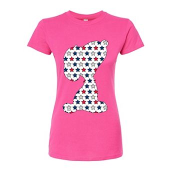 Juniors' Peanuts Snoopy USA Stars Fitted Graphic Tee