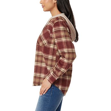 Juniors' WallFlower Flannel Hooded Shacket