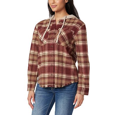 Juniors' WallFlower Flannel Hooded Shacket