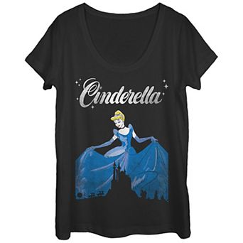 Disney's Cinderella Juniors' Vintage Castle Silhouette Scoop Neck Tee