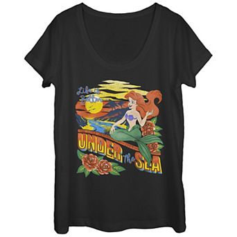 Disney's Little Mermaid Juniors' Ariel Tropical Vintage Scoop Neck Tee