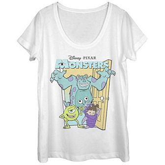 Disney / Pixar Monsters Inc. Juniors Mike Sully Boo Group Scoop Neck Tee