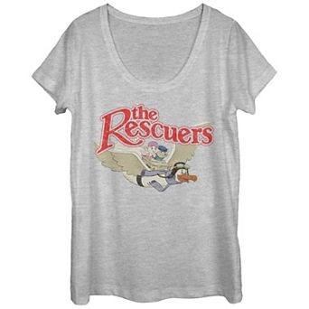 Disney's The Rescuers Juniors' Flying Distressed Classic Logo Scoop Neck Tee