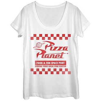 Disney / Pixar's Toy Story Juniors' Pizza Planet Checkered Logo Scoop Neck Tee