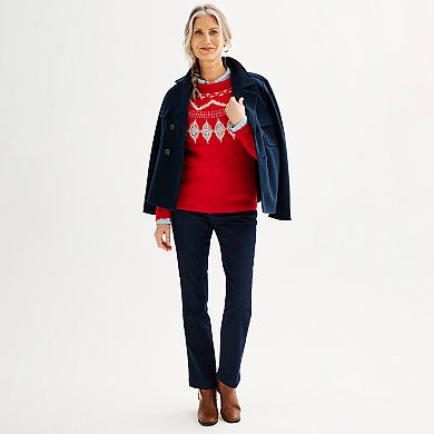 Women's Croft & Barrow® Diamond Ringer Fair Isle Sweater