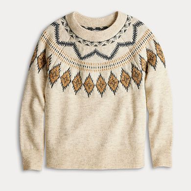 Women's Croft & Barrow® Diamond Ringer Fair Isle Sweater