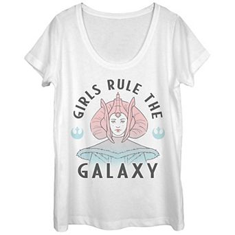 Juniors' Star Wars Padme Amidala Girls Rule The Galaxy Scoop Neck Tee
