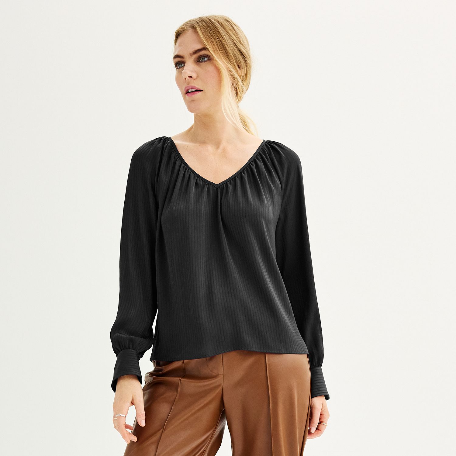 Women's Nine West Blouson V-Neck Blouse