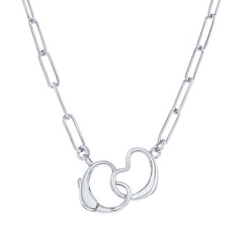Argento Bella Sterling Silver Paperclip Heart Clasp Necklace
