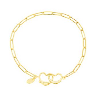 Argento Bella Sterling Silver Paperclip Heart Clasp Bracelet