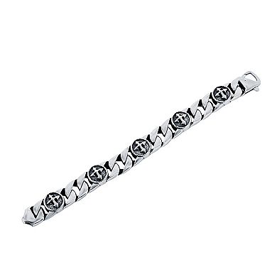 Argento Bella Stainless Steel Cross Cuban Bracelet