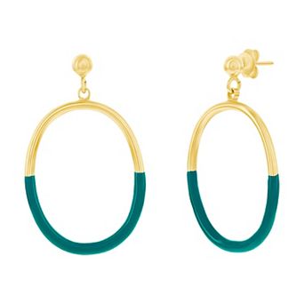 Argento Bella 2-Toned Oval Enamel Earrings