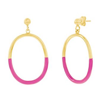 Argento Bella 2-Toned Oval Enamel Earrings