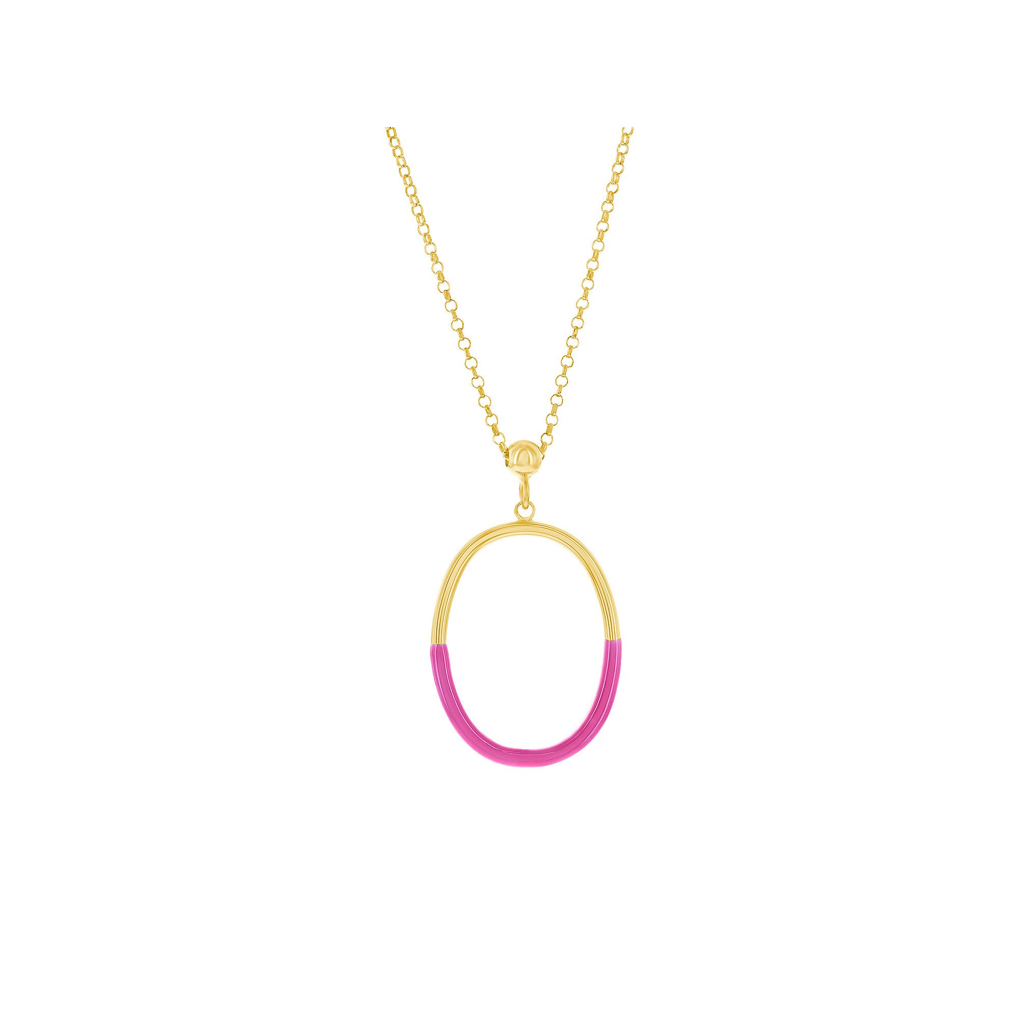 Argento Bella 2-Toned Oval Enamel Necklace, Womens, Size: 18, Rose Purp