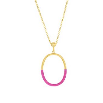 Argento Bella 2-Toned Oval Enamel Necklace