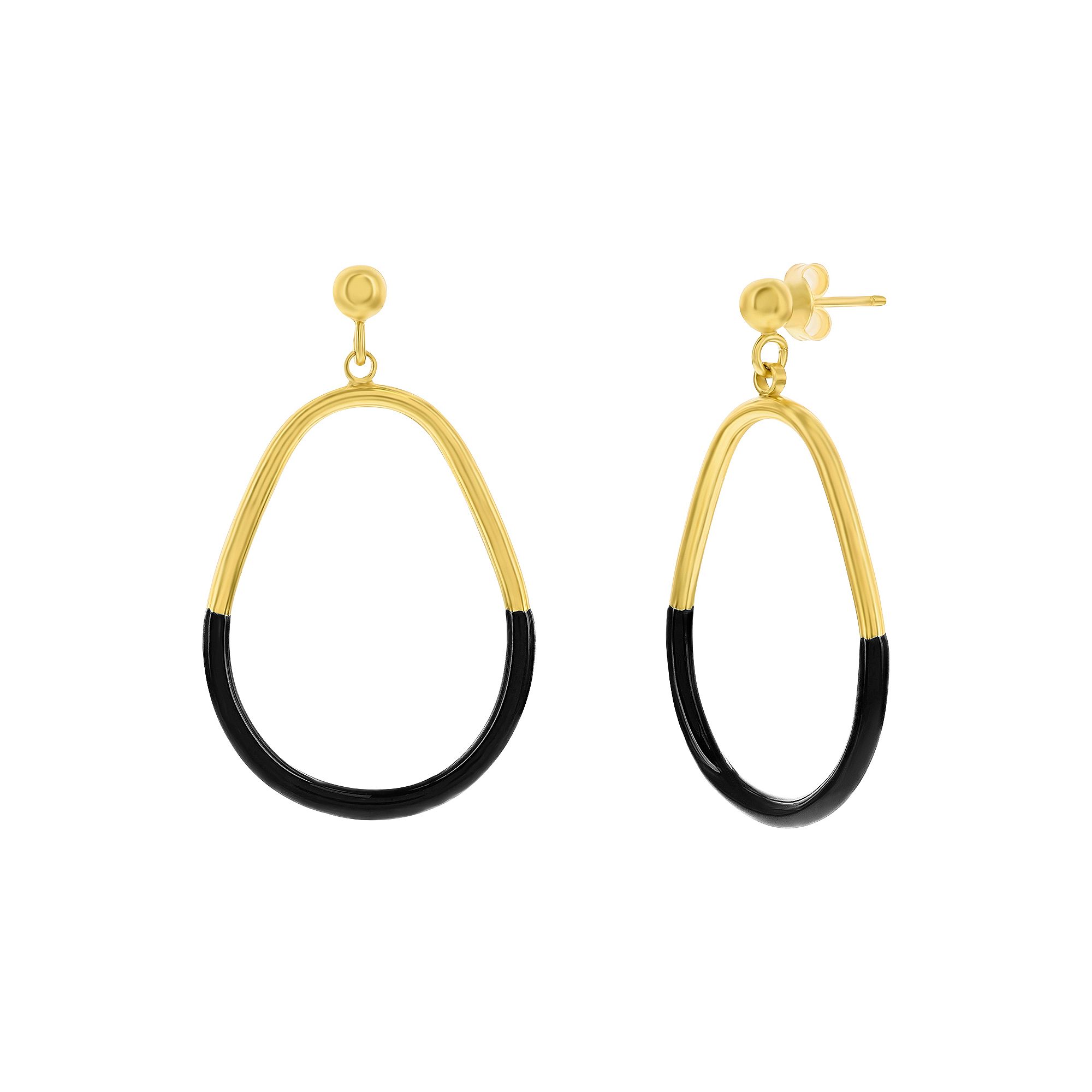 Argento Bella Midnight 2-Toned Enamel Earrings, Womens, Black Enamel