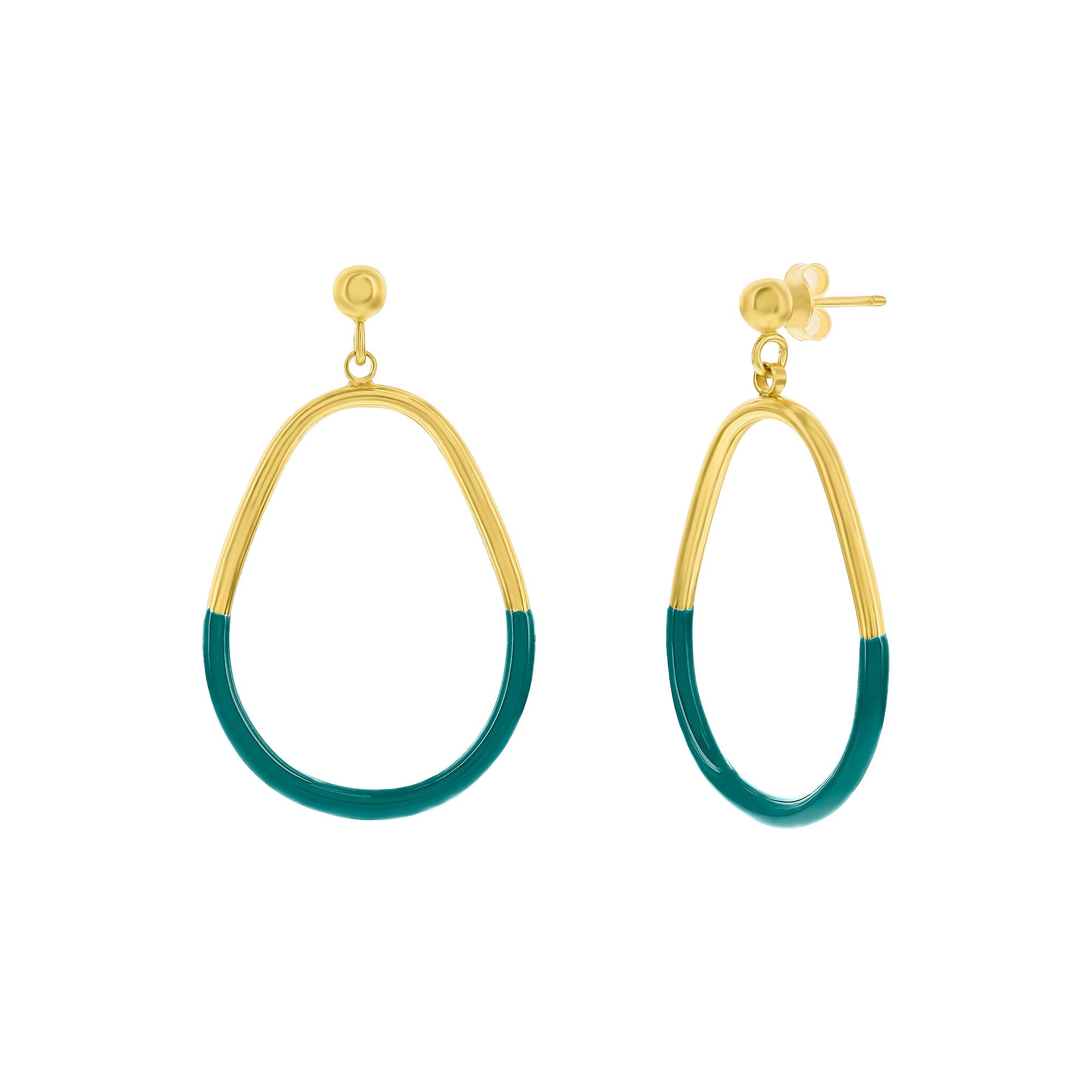 Argento Bella Midnight 2-Toned Enamel Earrings, Womens, Green Enamel