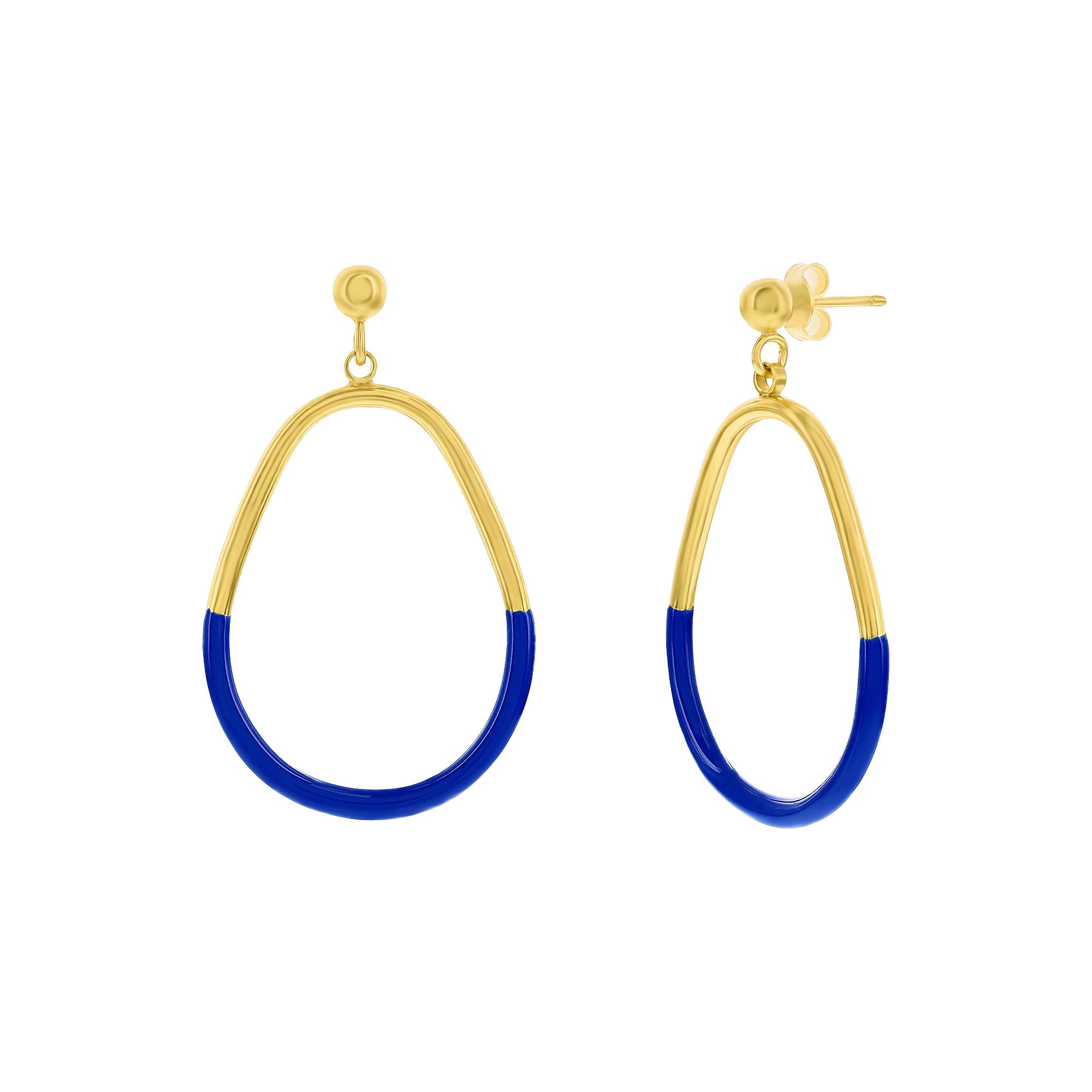 Argento Bella Midnight 2-Toned Enamel Earrings, Womens, Black Blue Enamel