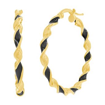 Argento Bella 2-Toned Enamel Hoop Earrings