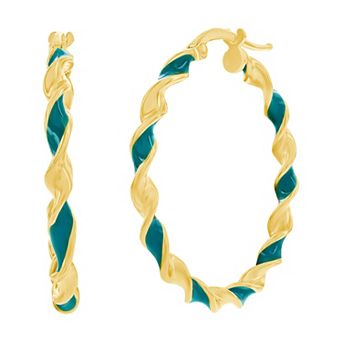 Argento Bella 2-Toned Enamel Hoop Earrings