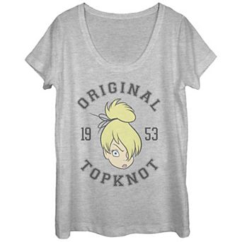 Disney's Tinker Bell Juniors' Original Topknot Angry Face Scoop Neck Tee