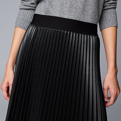 Leather pleated skirt m&s best sale