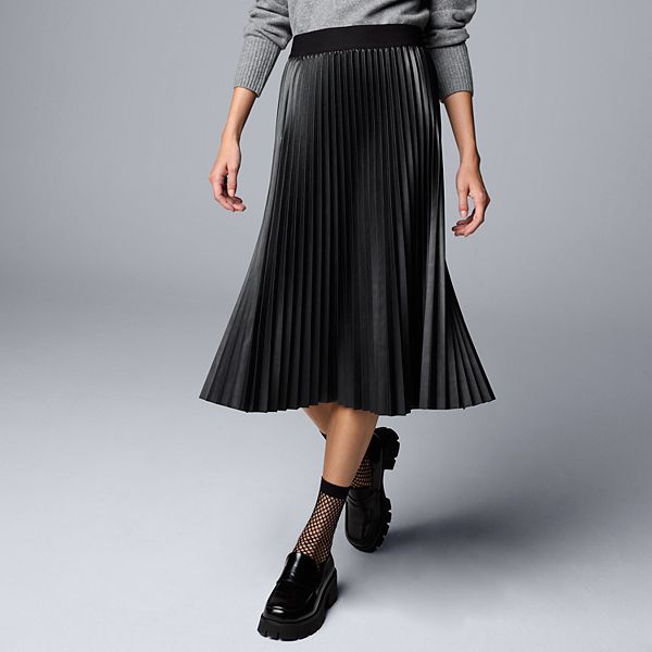 Women's Simply Vera Vera Wang Faux-Leather Pleated Skirt