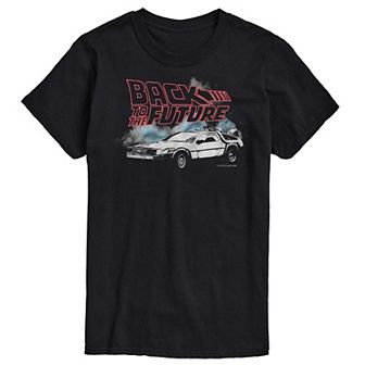 Big & Tall Back to the Future Retro Drawn Delorean Graphic Tee